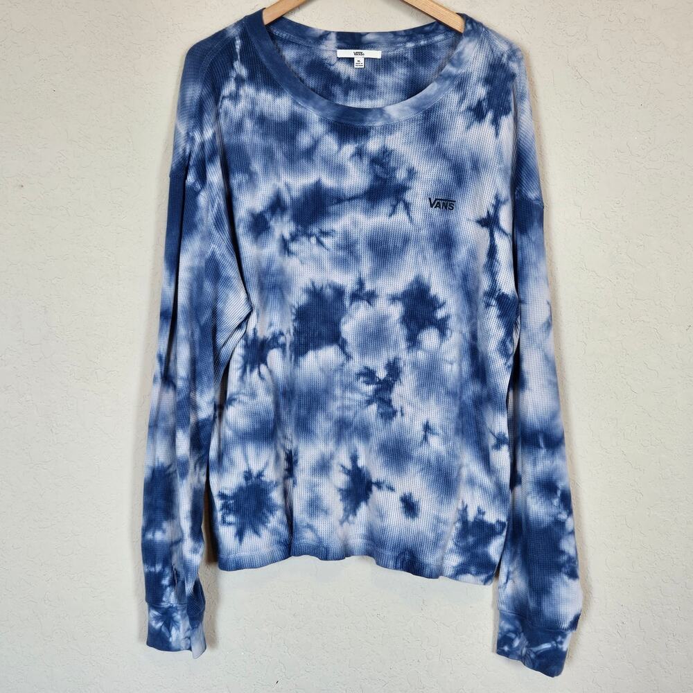 Vans Lex Long Sleeve Thermal Shirt Blue Tie Dye Unisex X-Large Casual Skater